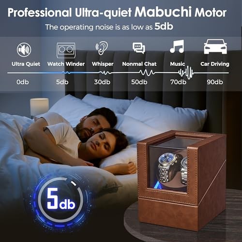 Watch Winder for Automatic Watches, Double Watch Widner with Led Light 4
