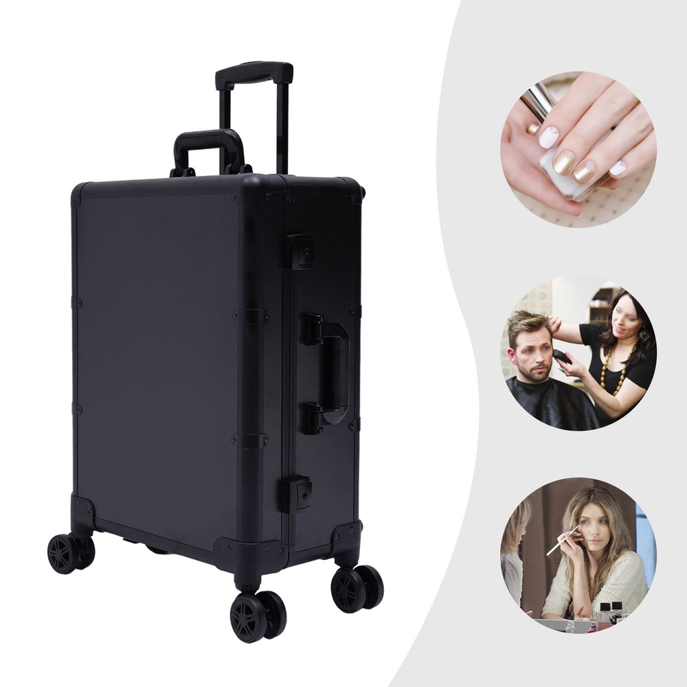 Rolling Makeup Train Case Cosmetic Box Trolley Organizer w/LED LIght & Mirror