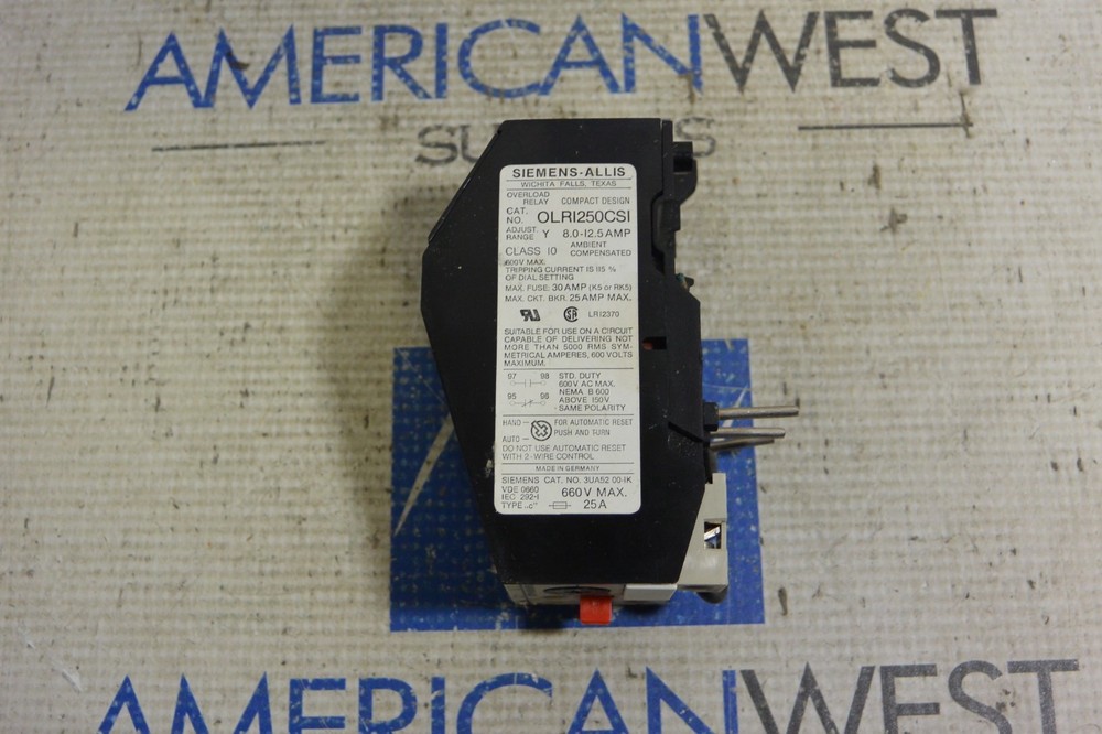 Siemens OLR1250CS1 Overload relay 8.0-12.5 Amp