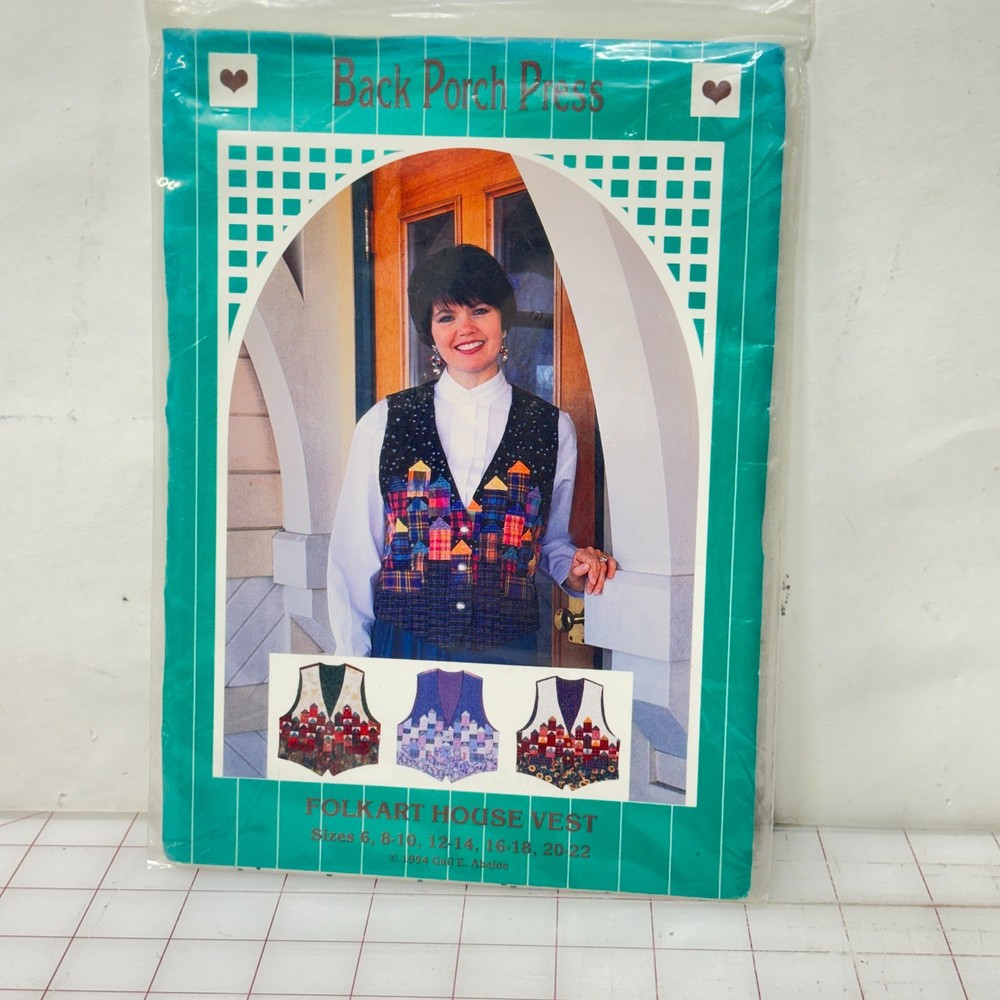 Back Porch Press Sewing Pattern Folkart House Vest Quilt Patchwork