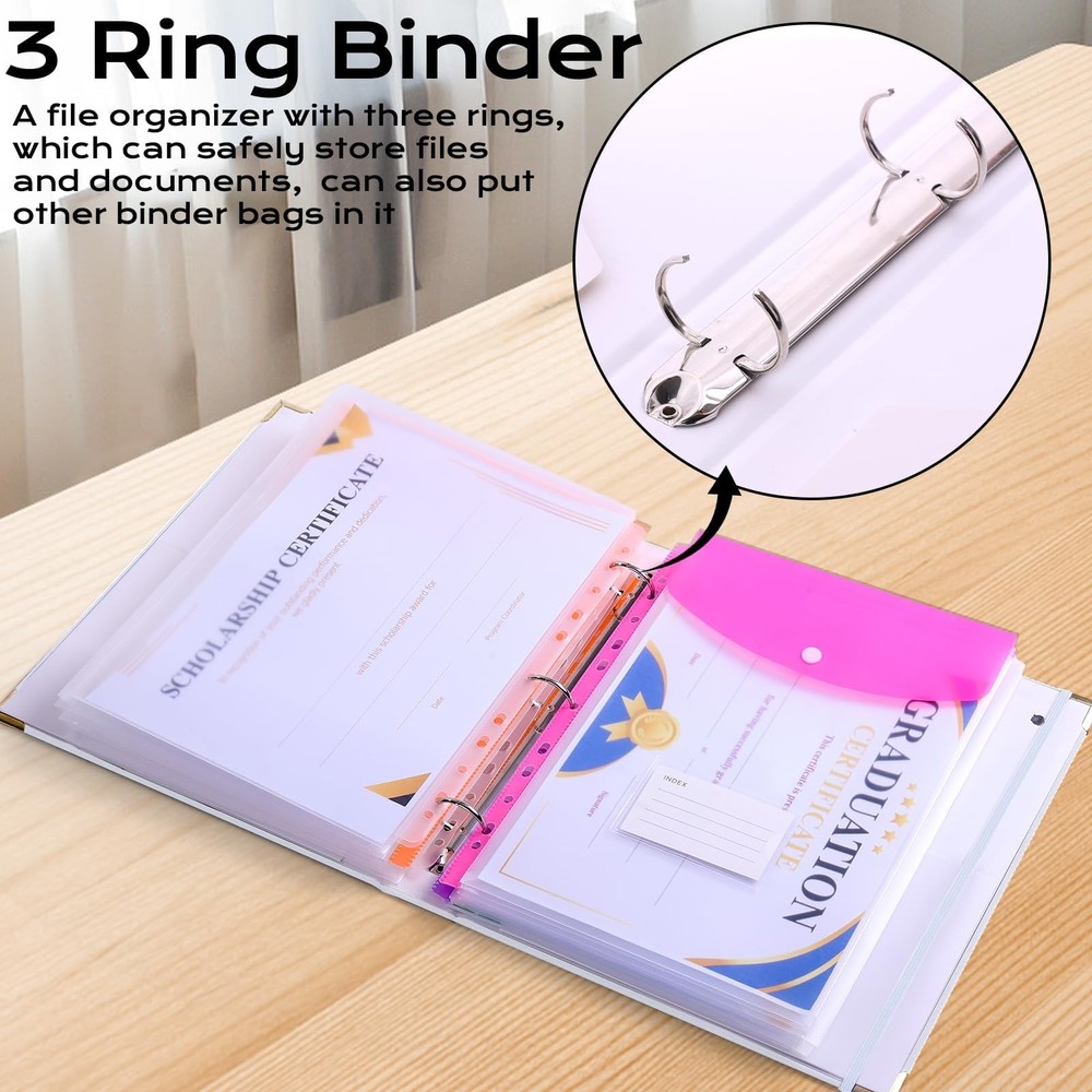 XKDOUS Aesthetic Document Organizer Linen Folio Folders with Pockets, 3-Ring ...