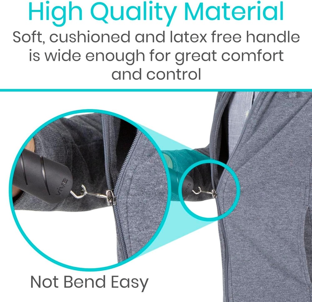 Vive Button Hook with Zipper Pull - Dressing 1 Count (Pack of 1), Black