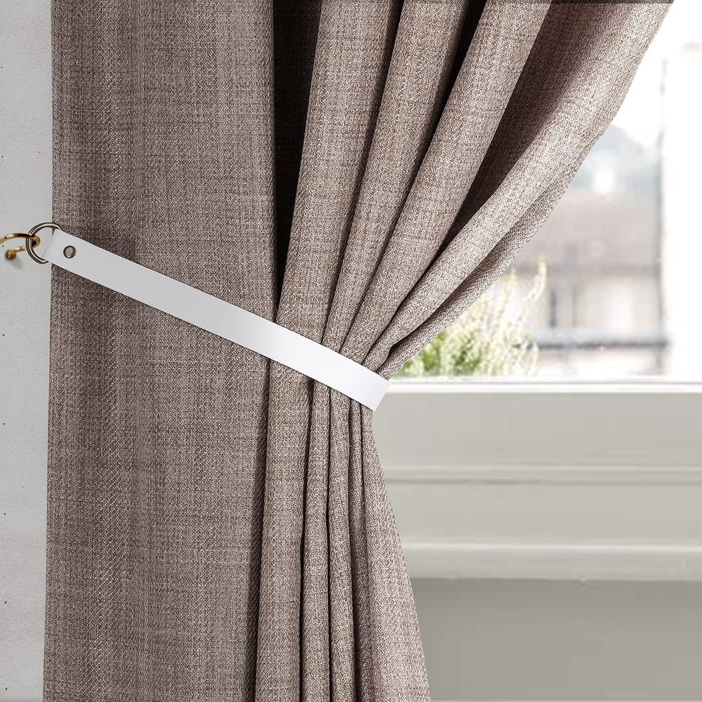 Leather Curtain Tie Backs, Library Style Drape Holdbacks Tiebacks for Home Of...