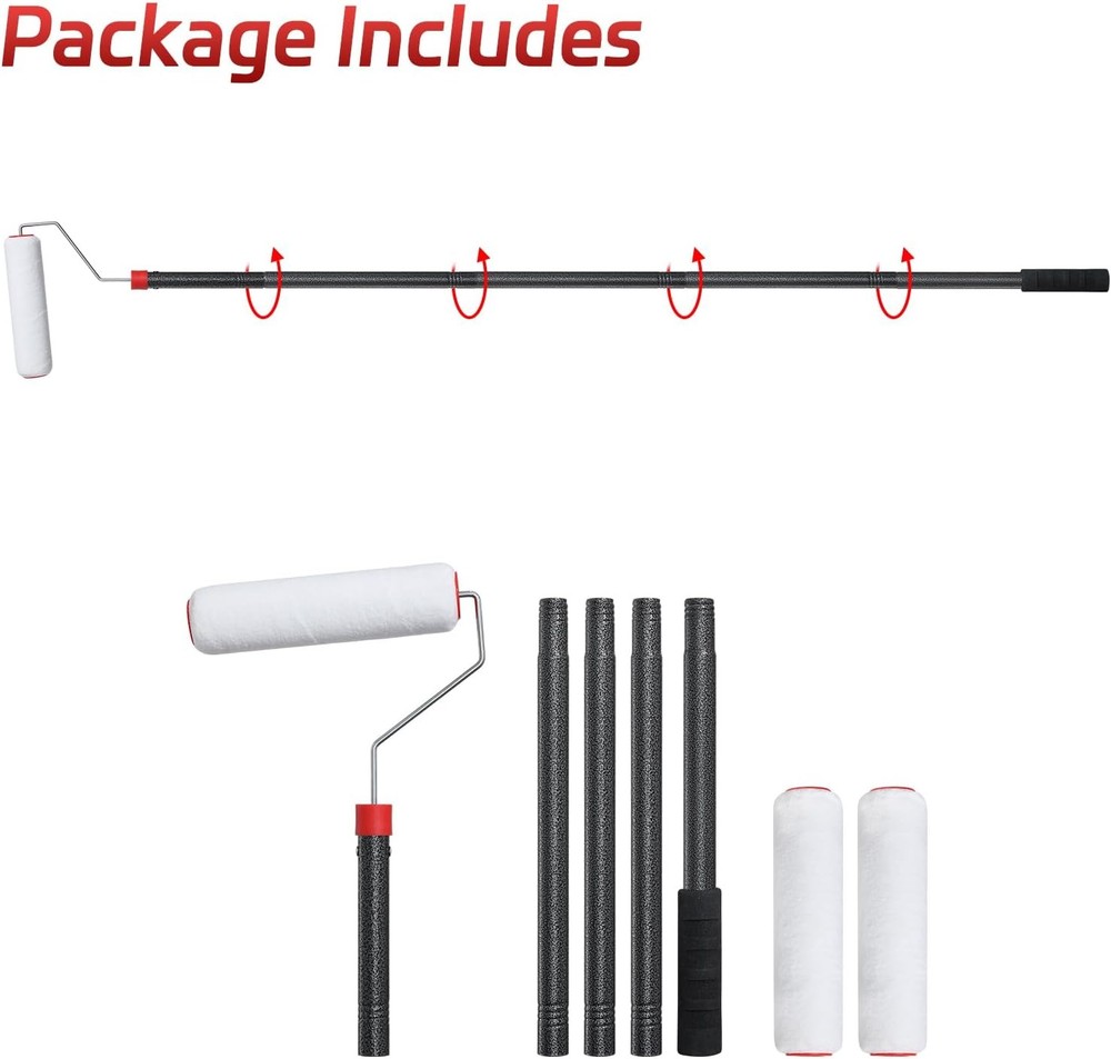 Paint Roller Brush Kit, 6 FT Paint Roller Extension Poles Multi-Function