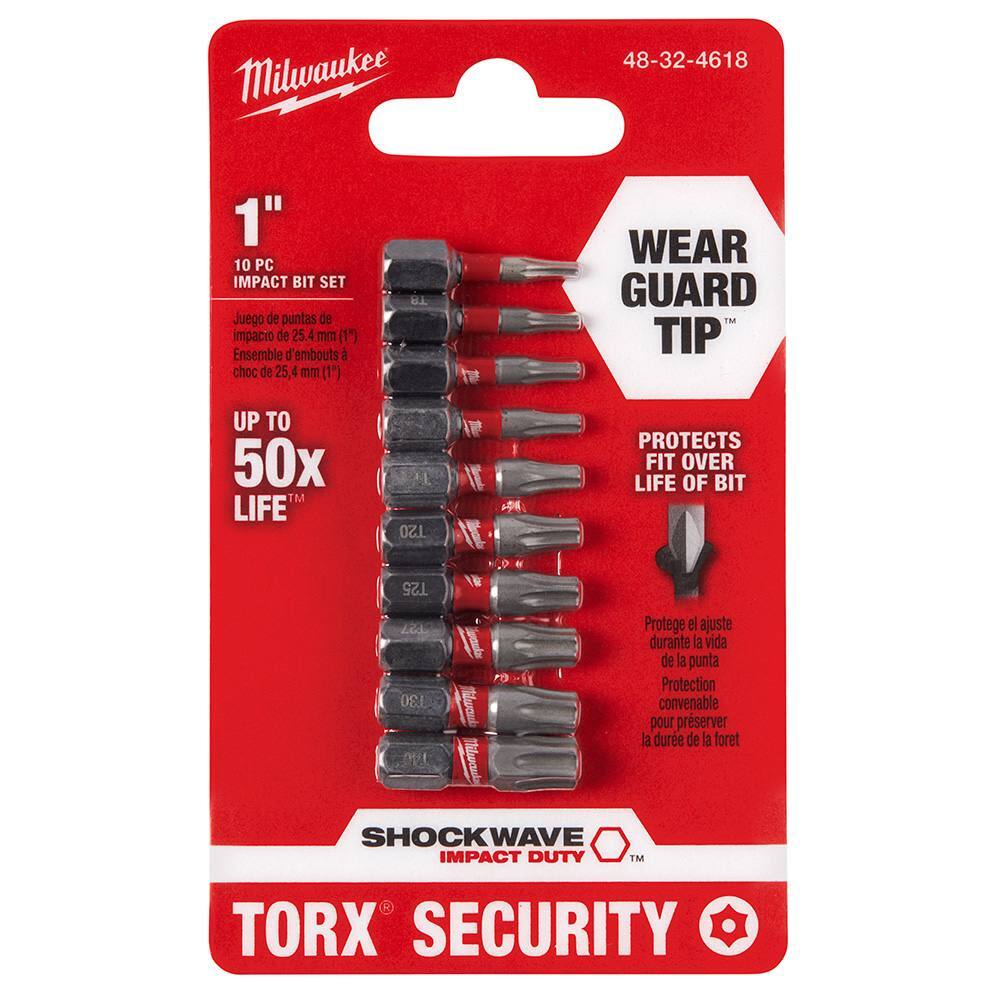 Milwaukee 48-32-4618 SHOCKWAVE™ 10-PC Security Insert TORX Bits
