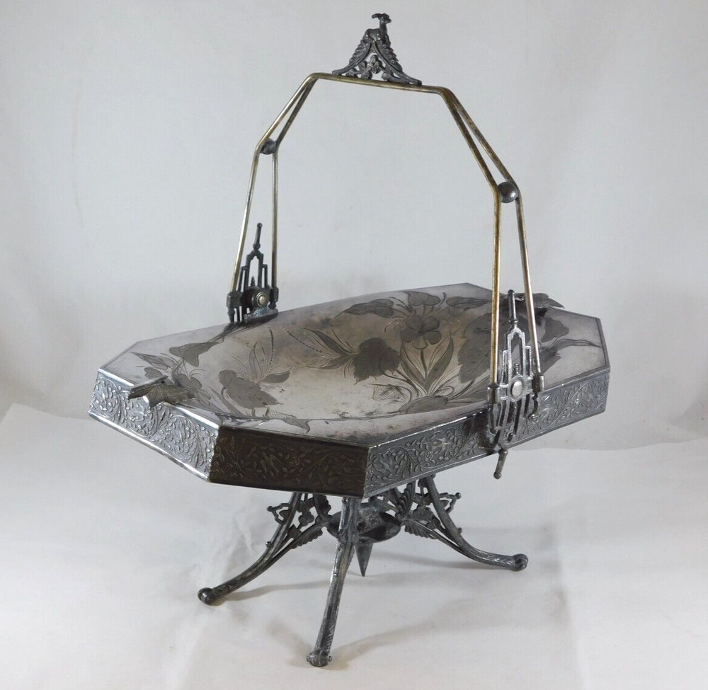 Antique Webster Mfg Co Ornate Bride's Basket Silver Plate