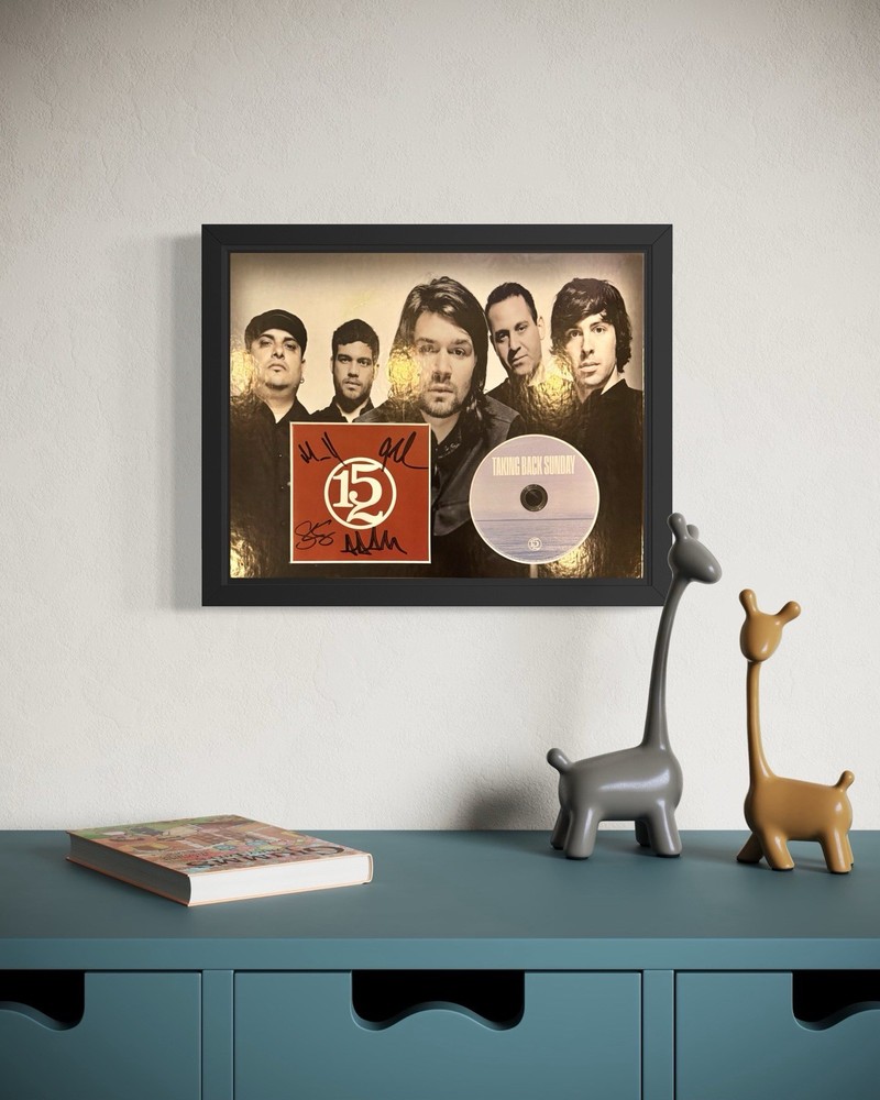 TAKING BACK SUNDAY 152 SIGNED CD INSERT 14x11 FRAMED ACOA AUTOGRAPH