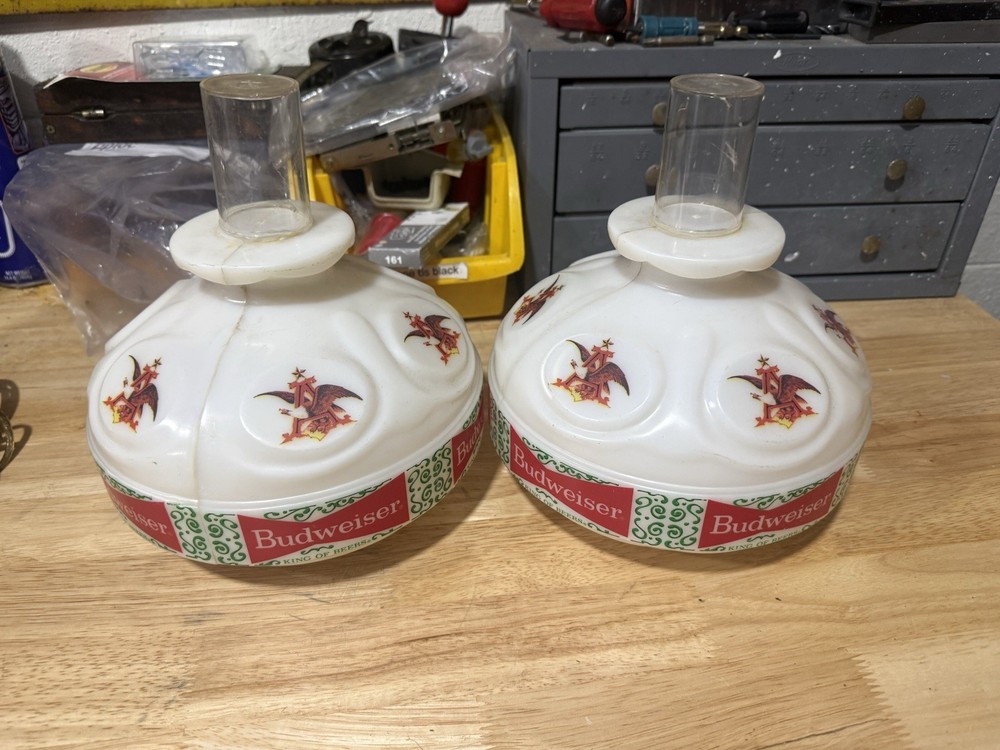 2 BUDWEISER WALL SCONCE GLOBES PLASTIC