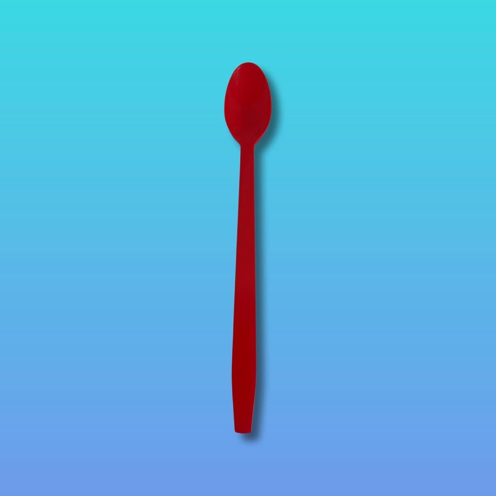 8" Red Plastic Sundae/Soda Spoon 50 Pack