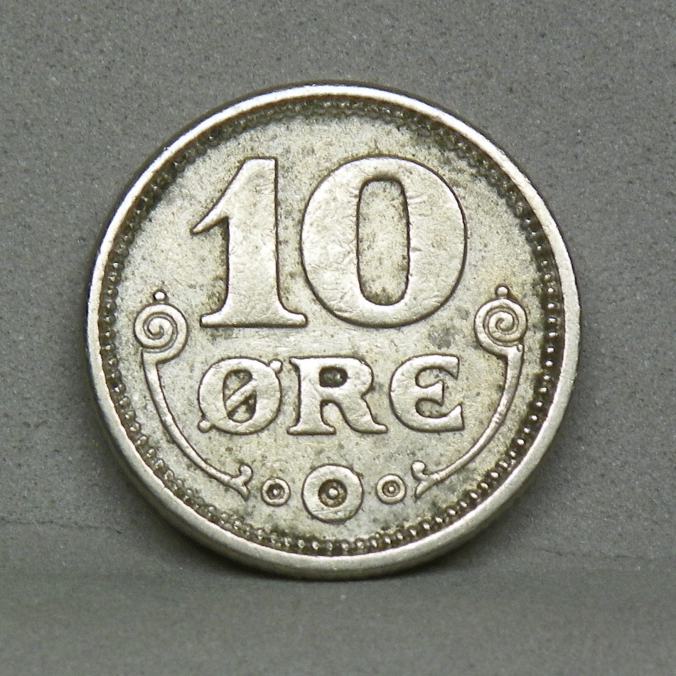 1920 DENMARK 10 ORE, XF