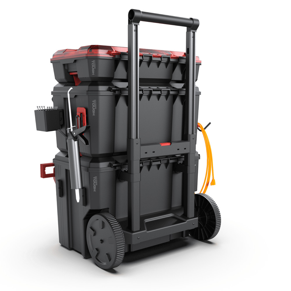 Hyper Tough Hyper Stack Heavy Duty 3 Piece Modular Rolling Toolbox System, Black