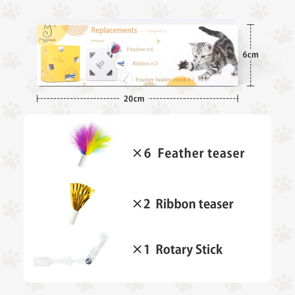 Migipaws Upgrade Rainbow Feather Replacement for Cat Magic Box, 6pcs Rainbow Fea