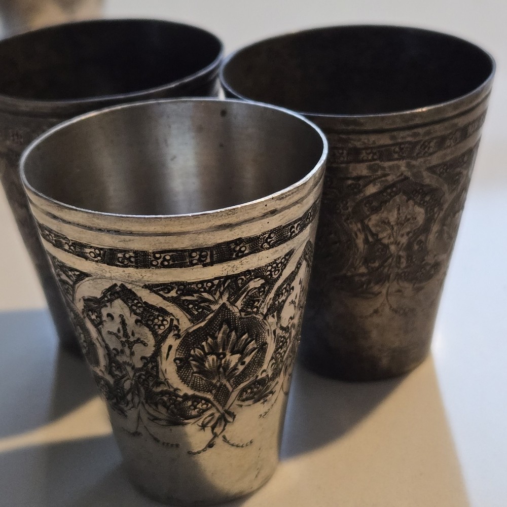 Set Of 3 Middle Eastern Solid Silver Shut Marked 84