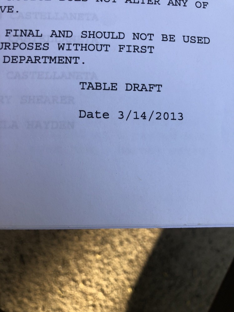 The Simpsons The Kid Is All Right 2013 Table Draft Production Script No SABF02