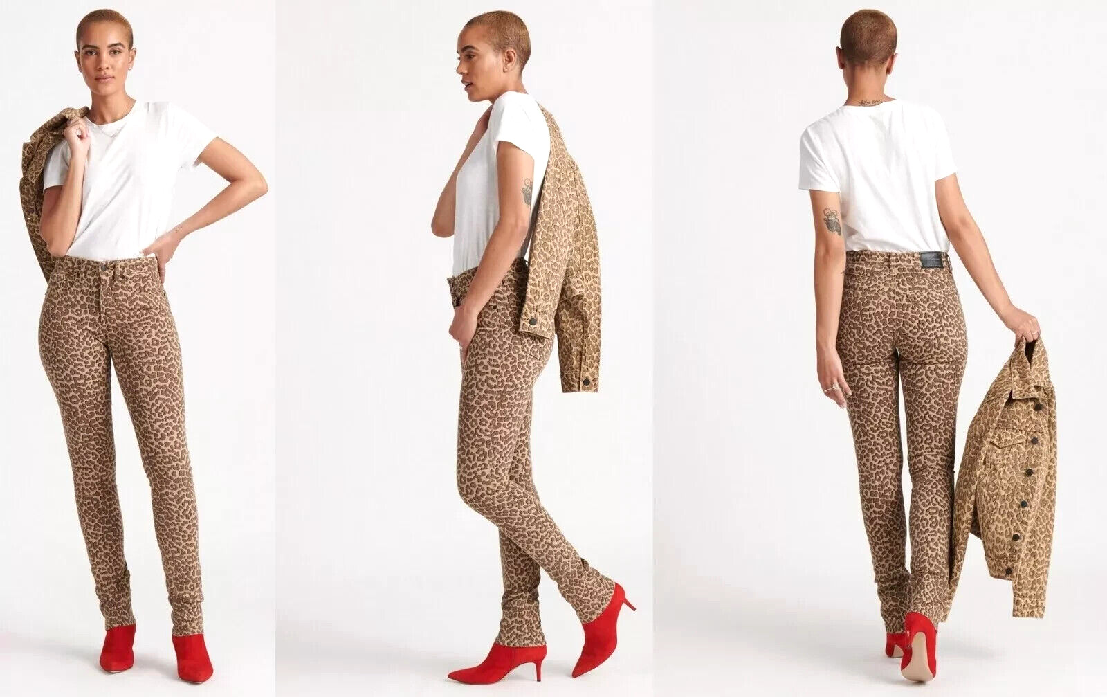 Lucky Brand High Rise Bridgette Slim Jeans Womens Size 6/28 Leopard Print Denim