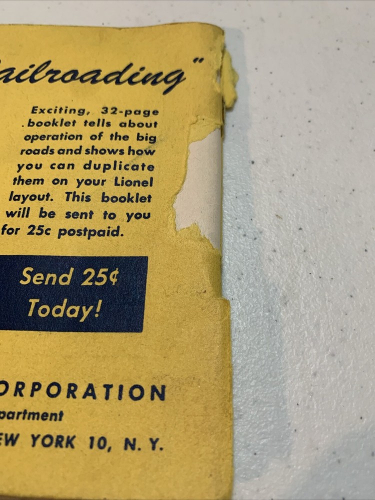 LIONEL POST WAR 1952 OPERATING INSTRUCTIONS BOOKLET COMPLETE