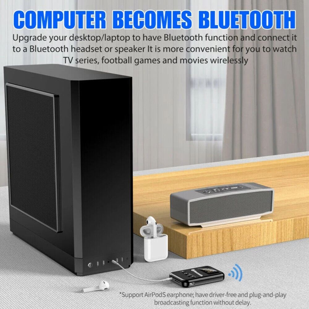 4in1 Wireless USB Bluetooth 5.0 Receiver Transmitter Audio 3.5mm Aux Car Adapter