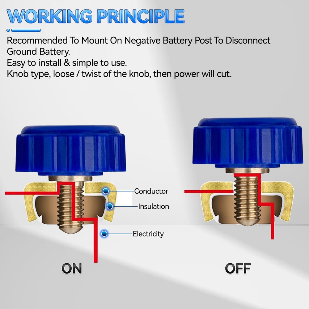 Motorcycle Battery Power Off Switch Link Terminal Quick Cut off-Disconnect Maste