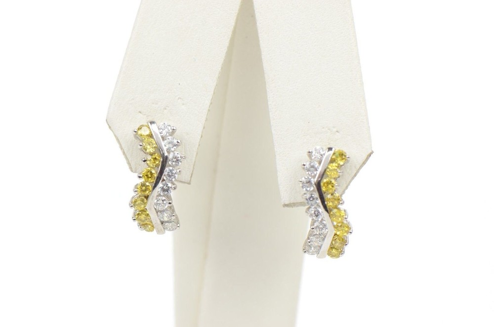 CZ Channel Set Sterling Silver Dangling Birthstone Leeverback Earring