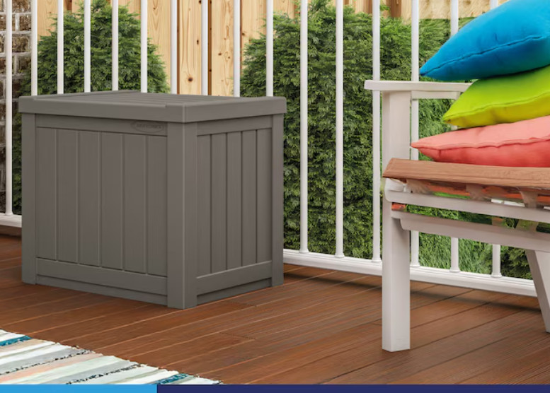 Suncast Outdoor Storage 22-Gallon Plastic Deck Box, Gray