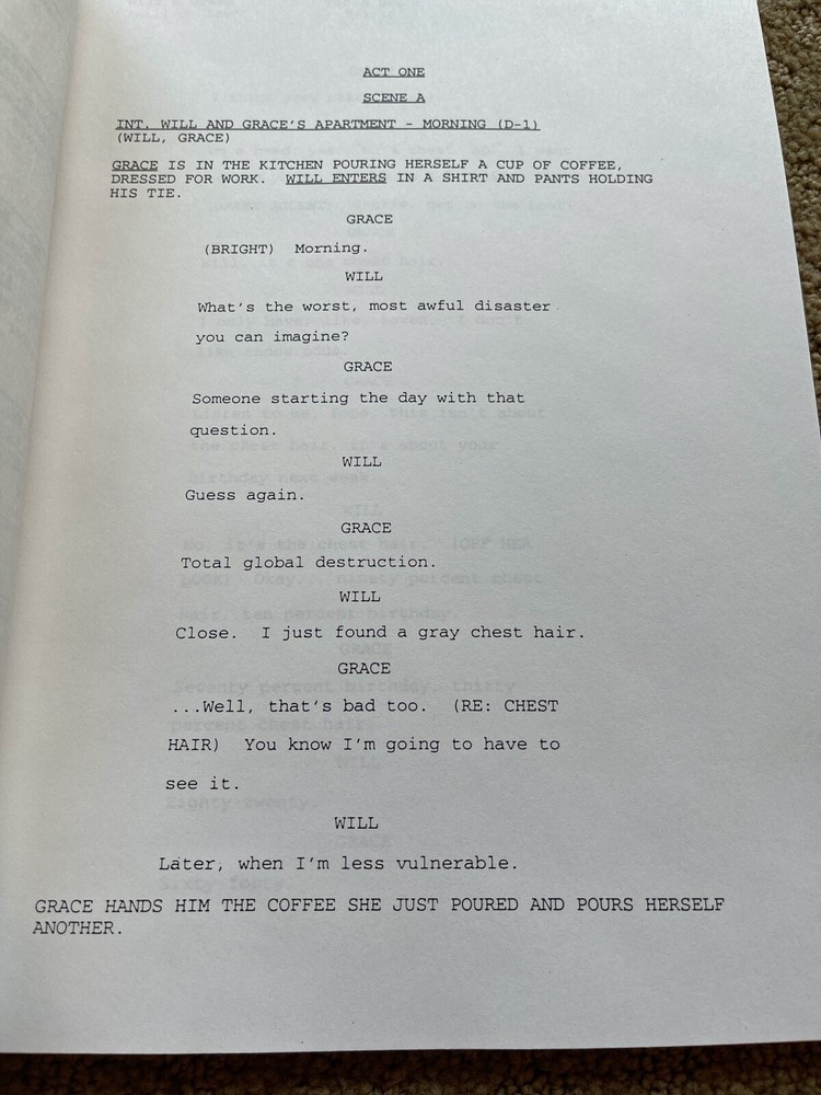 WILL & GRACE TV SERIES SHOW SCRIPT WILL ON ICE TABLE DRAFT