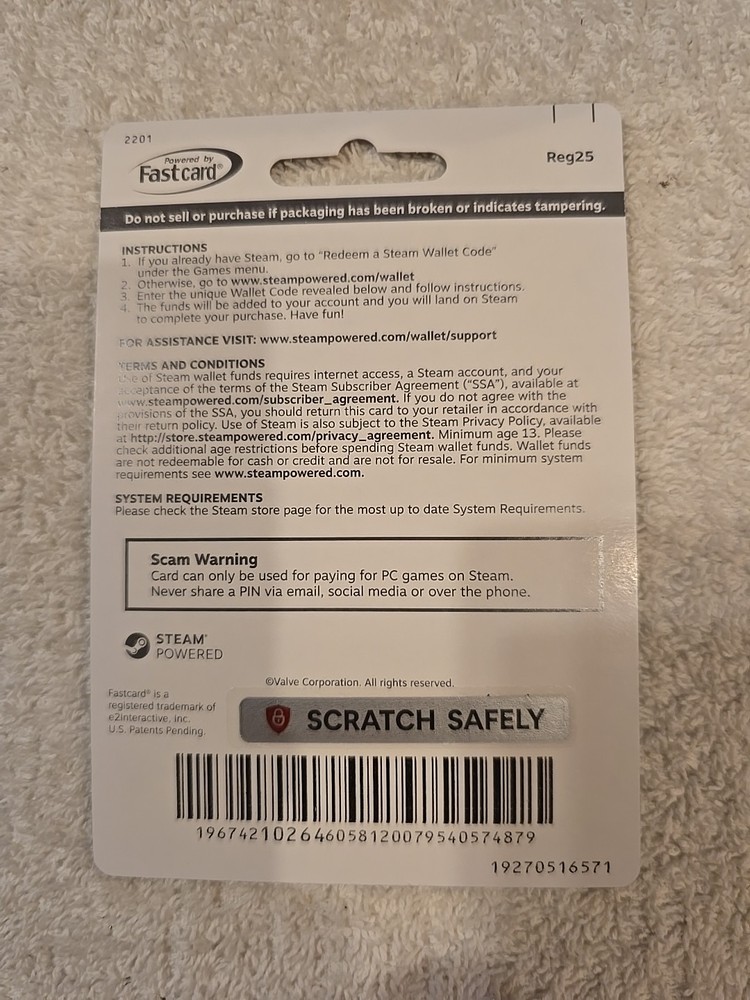 $20 Steam Gift Card Valve Wallet PC