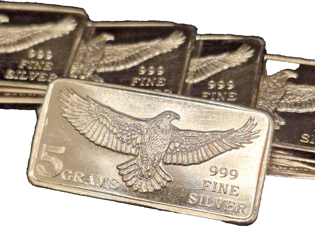 10 Gram Combo Lot - 5 Gram MONARCH Silver Eagle Bar and  5-One Gram Rounds/Bars