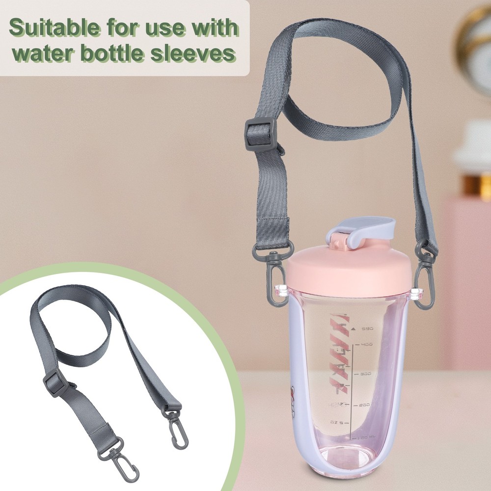 Polyester Adjustable Water Bottle Holder Lanyard Bottles Strap, Gray/4 PCS