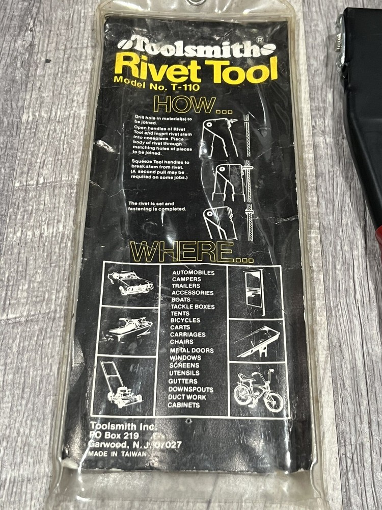 VINTAGE Toolsmith Model T-110 Hand Rivet Tool