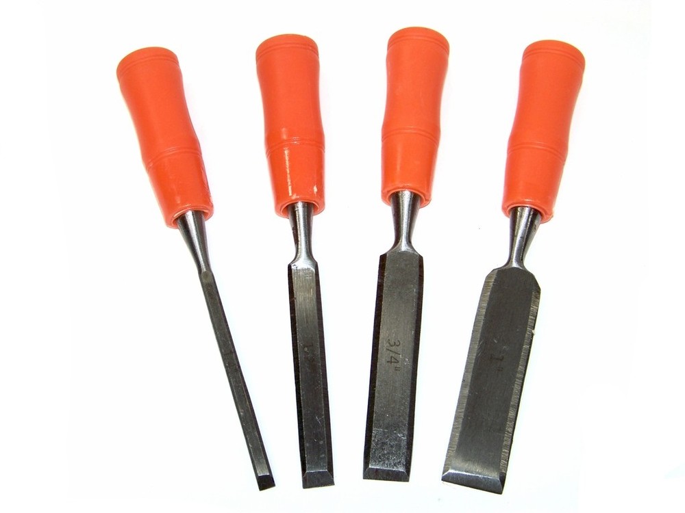 4 Pc Go Through Wood Chisel 1/4" 1/2" 3/4" 1" Hand Tools
