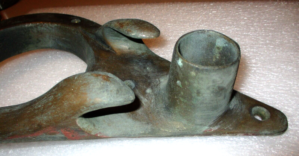 LARGE, RARE, UNIQUE, VINTAGE, SOLID BRONZE NAUTICAL ITEM, CLEAT-FLAG HOLDER-PLUS