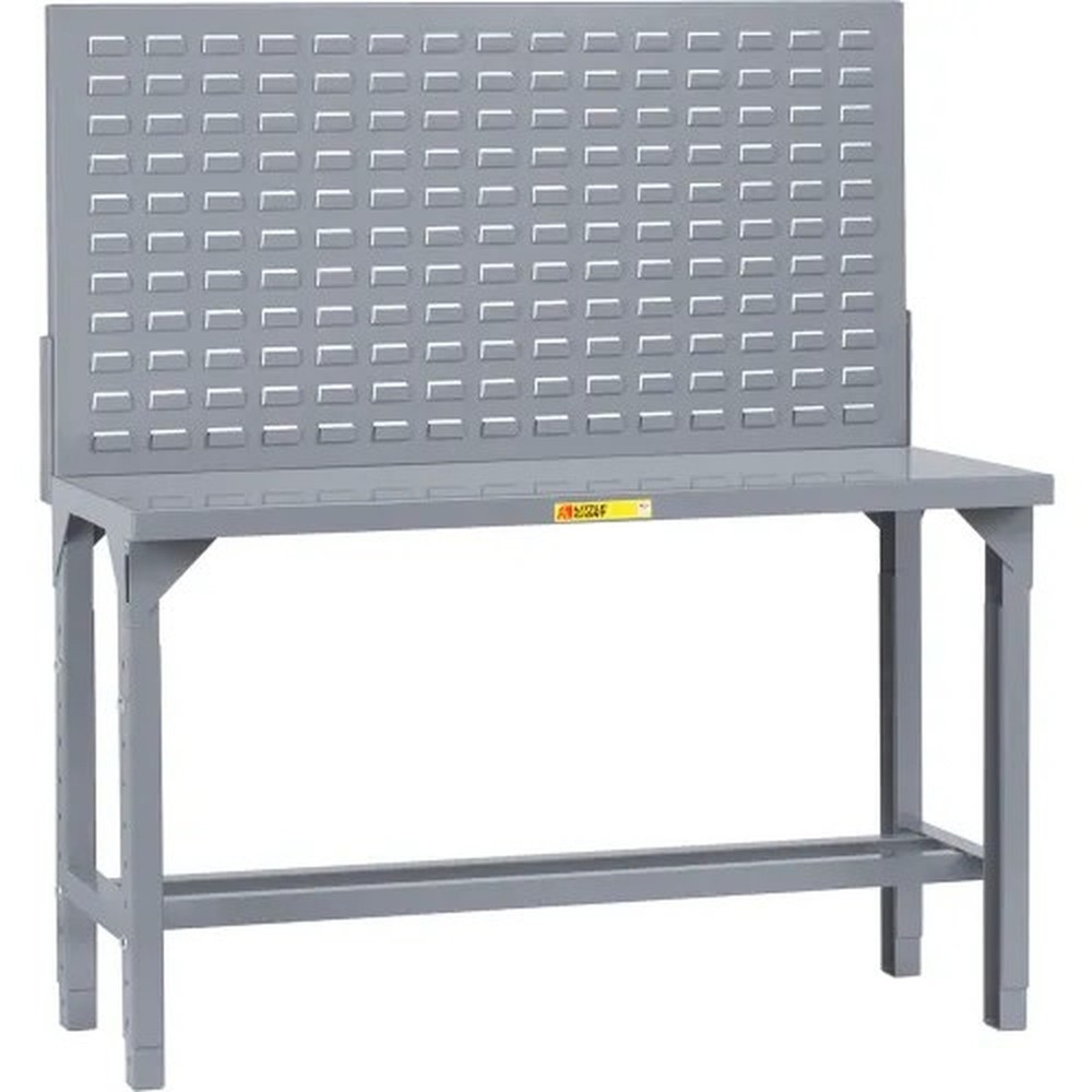 HD Welded Workbench, 48 x 30", Open Base & Louvered Panel, Steel Square Edge