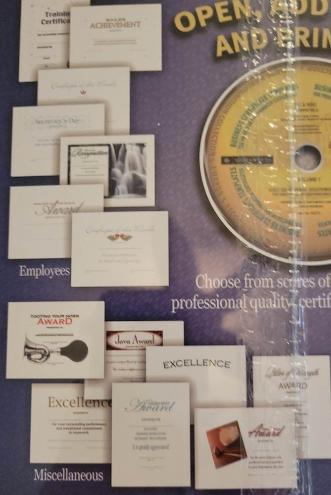 CERTIFICATE MAKER KIT PAPER AND TEMPLATE CD AND EXTRA PAPER