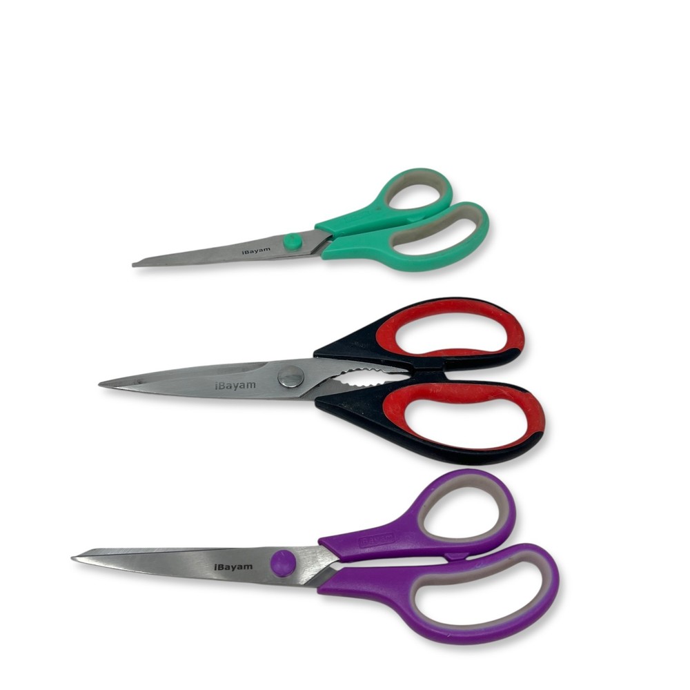 iBayam Multi-Purpose Mixed Scissors Lot, Kitchen All Purpose Shears, 3 Pcs