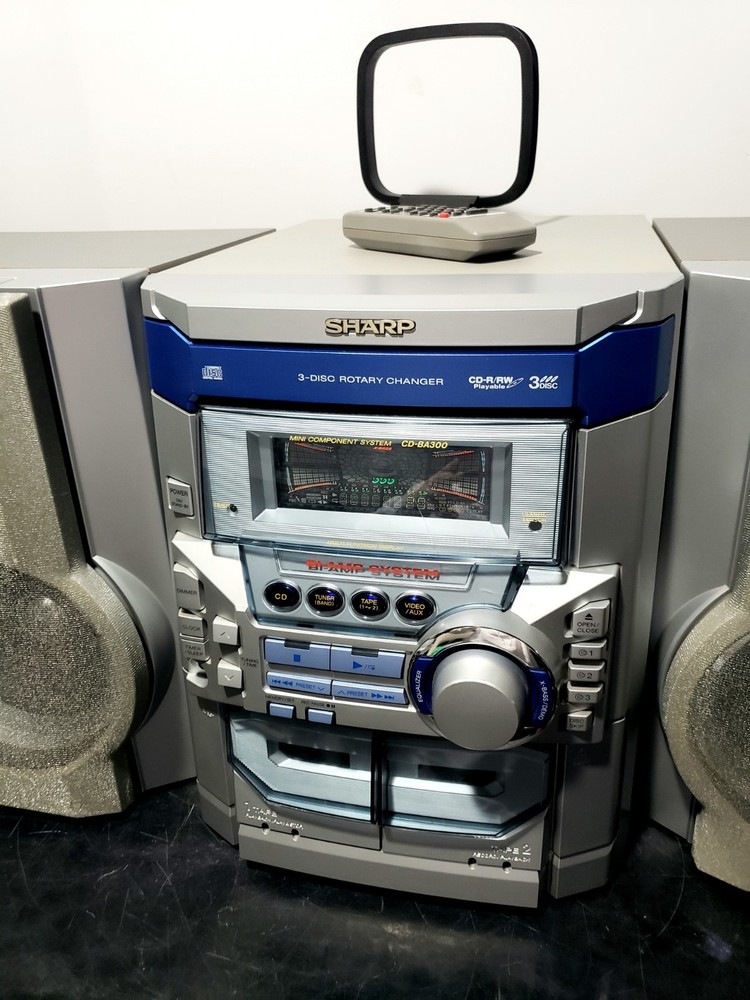 SHARP Mini Component Shelf System - CD-BA300 - Tested, Dual Sided Speakers, READ