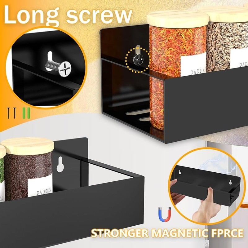 Magnetic Spice Rack Organizer Heavy Duty Storage Solution Fridge Kitchen 6 Pack