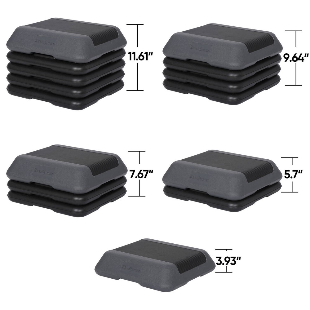Adjustable High Step Aerobic Platform with 4 Risers Training Device 16" x 16"