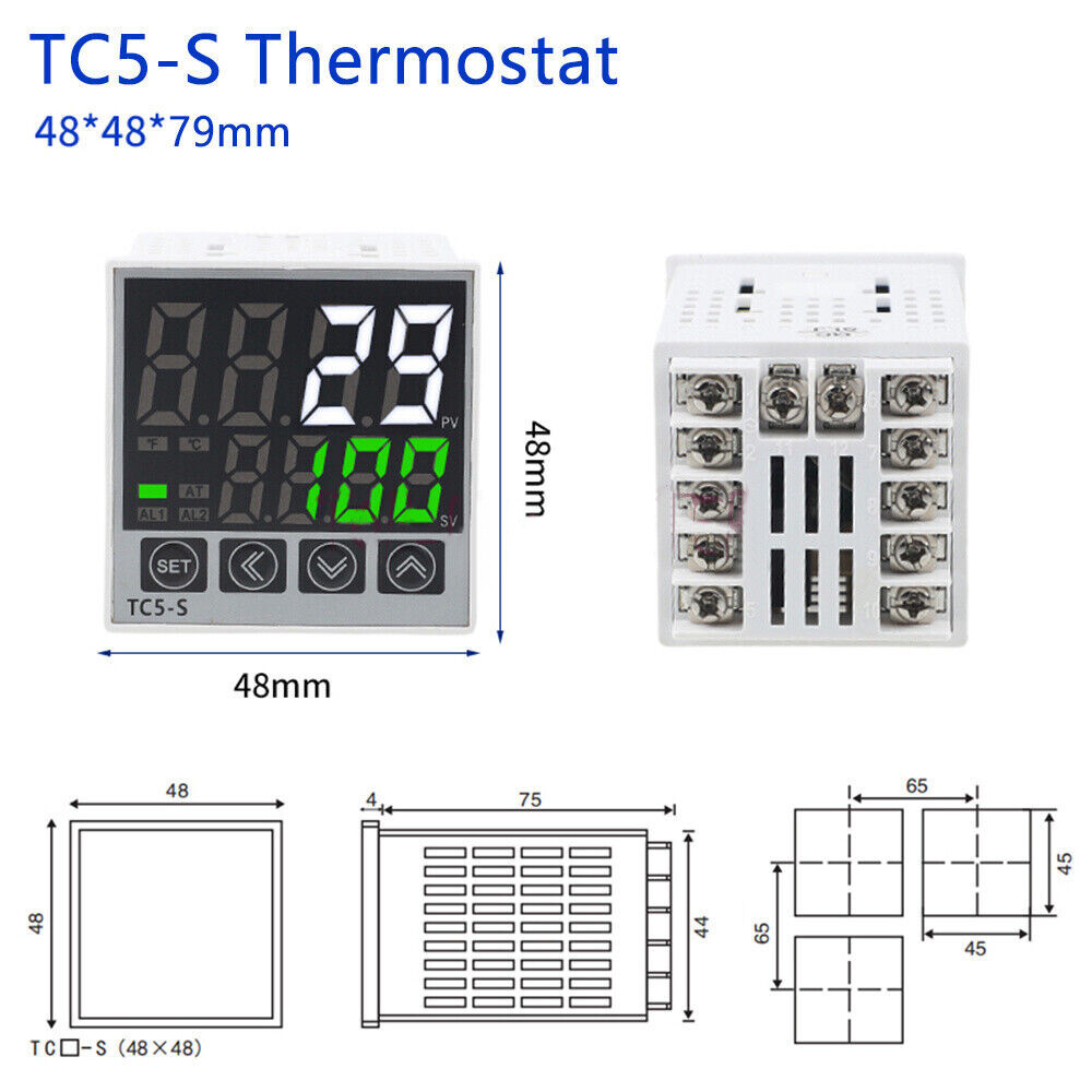 AC100-240V Digital Temperature Controller 0~1370℃ Thermostat Relay output 10A