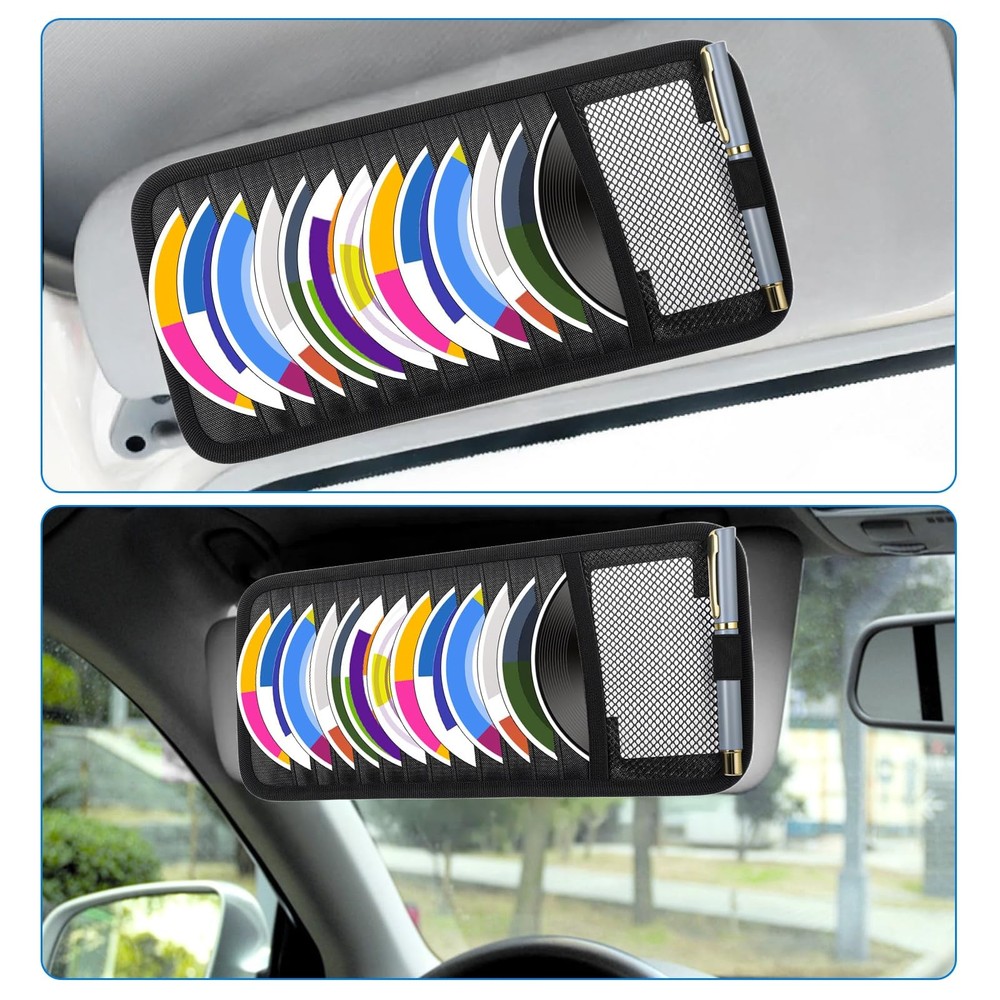 TIESOME CD Visor Holder for Car, Visor CD Holder Organizer Large Capacity CD ...
