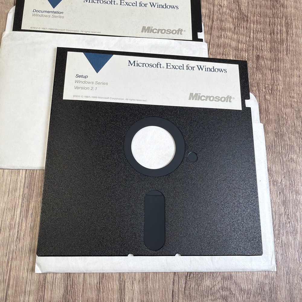 VINTAGE - Microsoft Excel for Windows 2.01 - 2 Disk 5.25” Floppy SET 1989