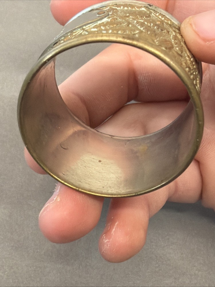 Antique Leaf Napkin Ring Marked 6 B60