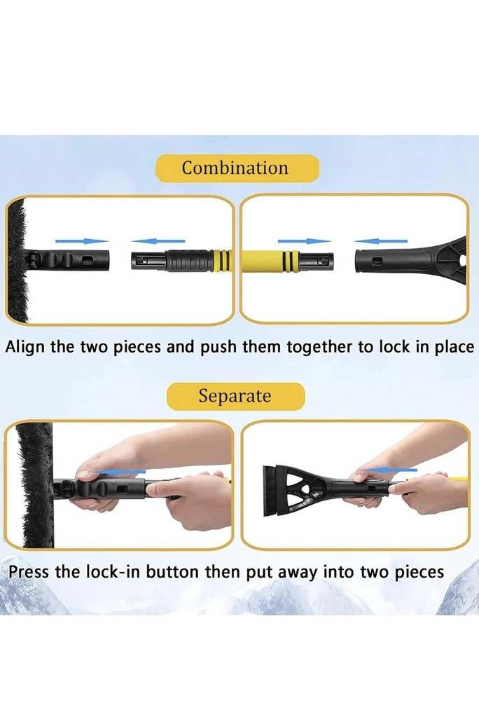 Ice Scraper for Car Windscreen, Extendable Car Scraper Snow Brush Detachable