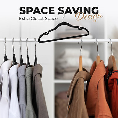 Velvet Clothing Hangers, 100 Pack, Black\Gray\Ivory, Non-Slip