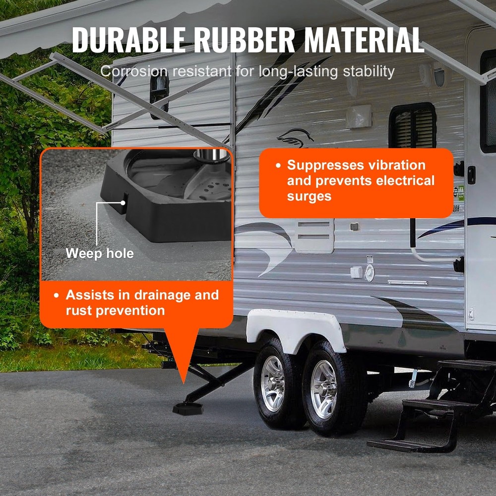 KFFKFF RV Stabilizing Pads, 9" Circular Base, Fixed Jack Supports Durable Rubber