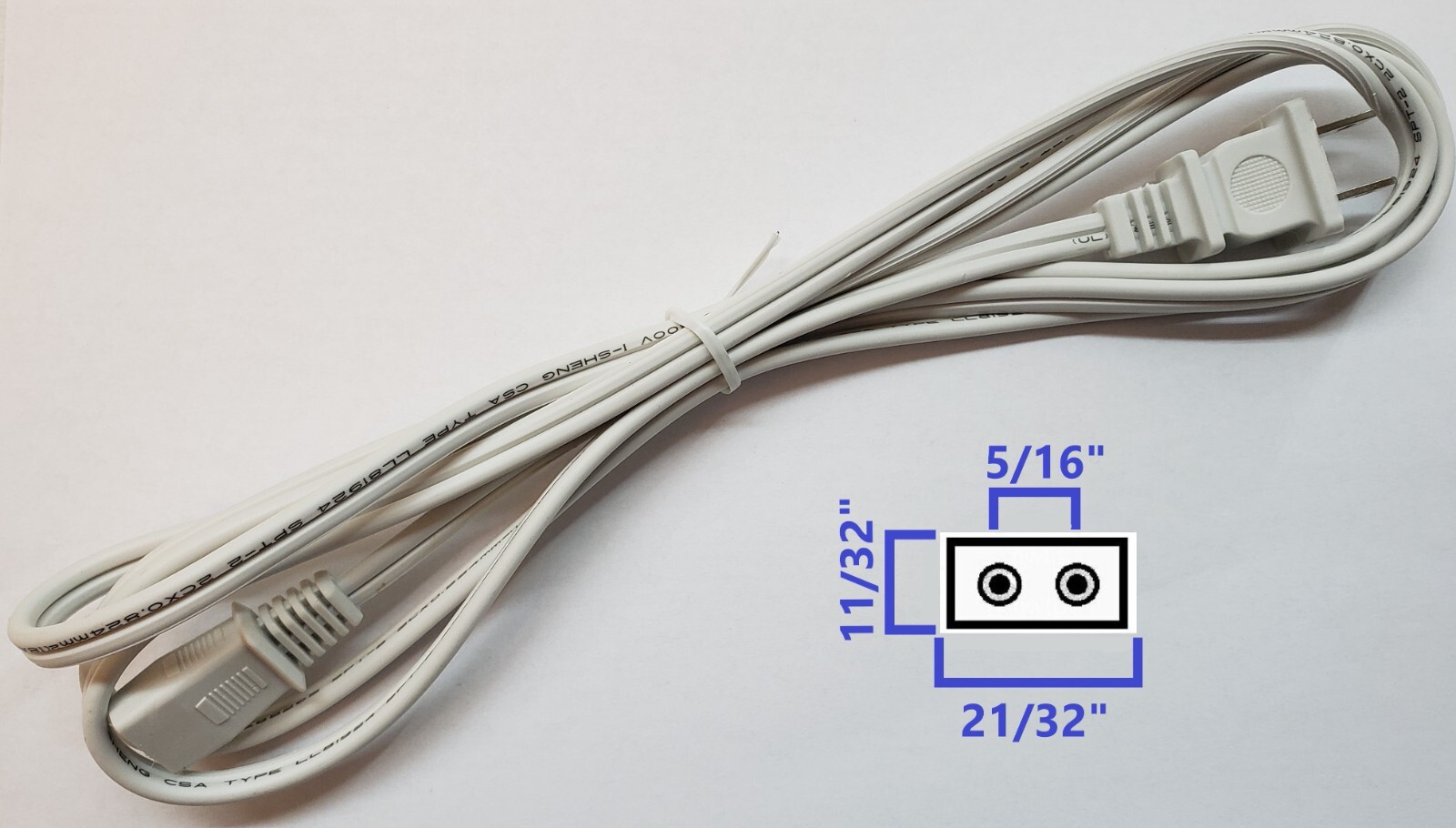 Replacement 6ft Power Cord for Vintage Solid State TV Stereo Radio 2-Prong Pin