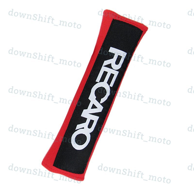 X2 Red RECARO Logo Racing Embroidery Soft Cotton Seat Belt Cover Shoulder Pads