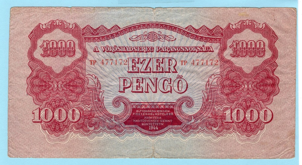 HUNGARY 1000 Pengo 1944 M9 aVF