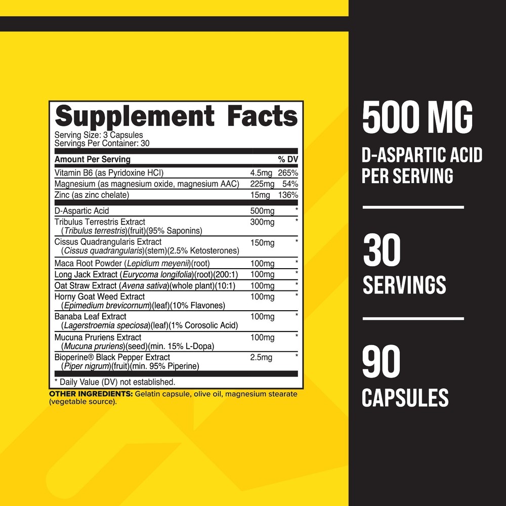 Primaforce T. Complex 90 Capsules, 500mg D-Aspartic Acid Per Serving