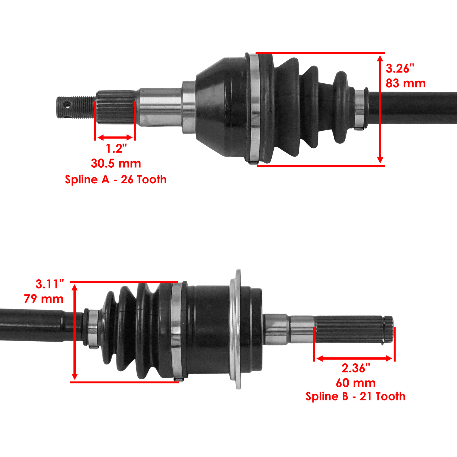 Caltric Front Left & Right CV Axle For Can-Am Renegade 1000R XMR 2019-2025