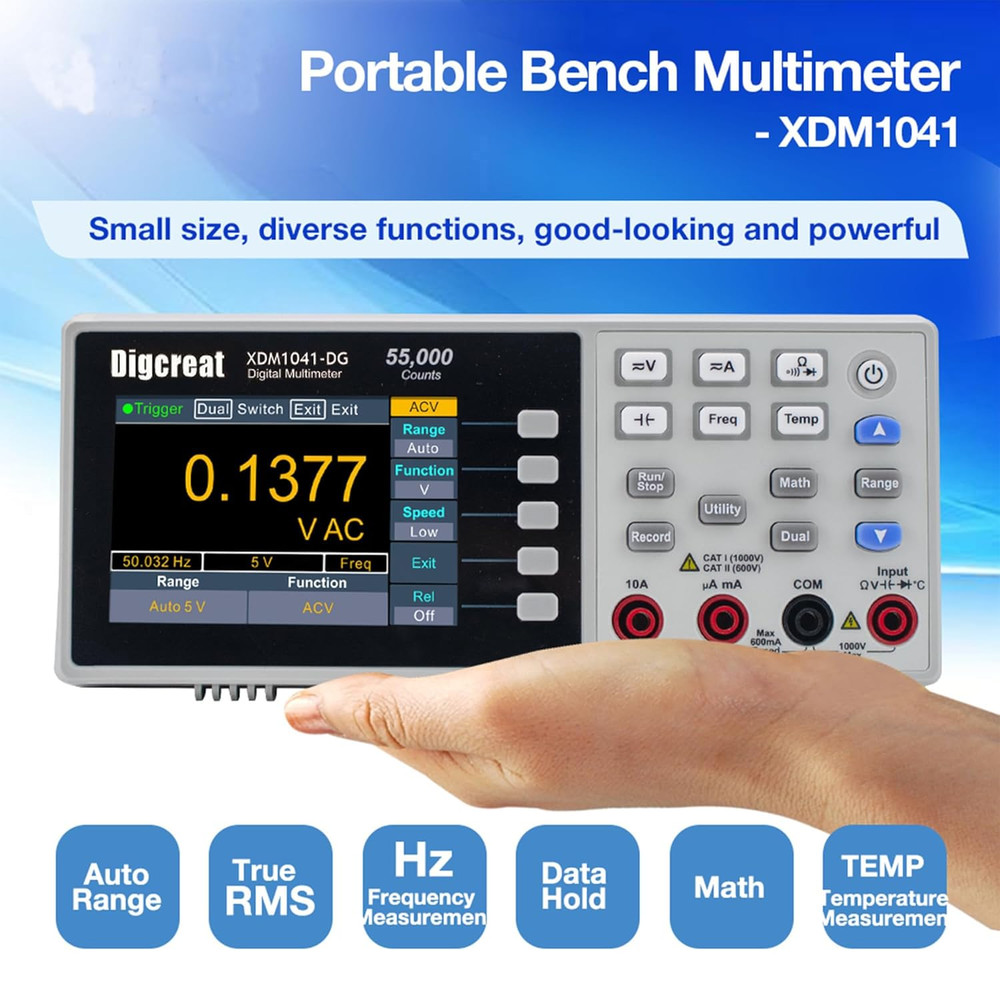 XDM1041-DG Mini Digital Multimeter - 3.5" LCD Display & True RMS Functionality